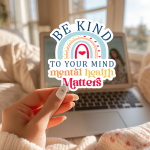 Be Kind To Your Mind Mental Health Matters Stickers | Gratitude sticker collection, printed with a neat and refined appearance, great for journals, planners, laptops, phone cases, notebooks and craft pages, making a thoughtful small gift for loved ones.