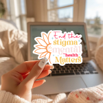 End The Stigma Mental Health Matters Stickers | Motivational sticker pack, finished with smooth detailed printing, suitable for notebooks, planners, journals, laptops, phone cases and scrapbooks, supporting personal reflection through simple visuals. - Image 2