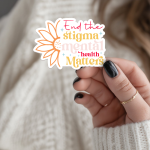End The Stigma Mental Health Matters Stickers | Motivational sticker pack, finished with smooth detailed printing, suitable for notebooks, planners, journals, laptops, phone cases and scrapbooks, supporting personal reflection through simple visuals.