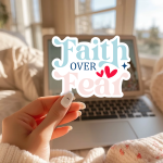 Faith Over Fear Stickers | Inspirational sticker set, designed with a clean matte look, great for journals, planners, laptops, phone cases, notebooks and craft pages, making a thoughtful small gift for loved ones. - Image 2