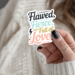 Flawed, Fierce, And Full Of Love Stickers | Faith sticker pack, designed with a clean matte look, ideal for planners, journals, notebooks, laptops, phone cases and scrapbooks, making a thoughtful small gift for loved ones. - Image 3
