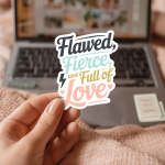 Flawed, Fierce, And Full Of Love Stickers | Faith sticker pack, designed with a clean matte look, ideal for planners, journals, notebooks, laptops, phone cases and scrapbooks, making a thoughtful small gift for loved ones. - Image 2