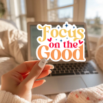 Focus On The Good Stickers | Gratitude sticker pack, designed with a clean matte look, suitable for notebooks, planners, journals, laptops, phone cases and scrapbooks, offering quiet inspiration throughout the day.