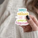 Expect Nothing And Be Grateful For Everything Stickers | Faith sticker set, finished with smooth detailed printing, ideal for planners, journals, notebooks, laptops, phone cases and scrapbooks, making a thoughtful small gift for loved ones.