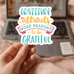 Gratitude Attracts More Reasons To Be Grateful Stickers | Gratitude sticker pack, crafted with attention to detail, perfect for journals, planners, laptops, notebooks, phone cases and creative projects, offering quiet inspiration throughout the day. - Image 2