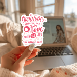 Gratitude Helps You Fall In Love With The Life You Already Have Stickers | Faith sticker set, designed with a clean matte look, great for journals, planners, laptops, phone cases, notebooks and craft pages, supporting personal reflection through simple visuals.