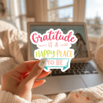 Gratitude Is A Happy Place To Be Stickers | Kindness sticker collection, printed with a neat and refined appearance, great for journals, planners, laptops, phone cases, notebooks and craft pages, bringing subtle motivation to creative spaces. - Image 2