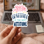 Gratitude Is The Best Attitude Stickers | Motivational sticker collection, finished with smooth detailed printing, great for journals, planners, laptops, phone cases, notebooks and craft pages, supporting personal reflection through simple visuals.