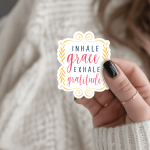 Inhale Grace Exhale Gratitude Stickers | Gratitude sticker set, made with clear, crisp lettering, great for journals, planners, laptops, phone cases, notebooks and craft pages, offering quiet inspiration throughout the day.