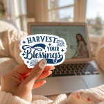 Harvest Your Blessings Stickers | Motivational mini decal pack, printed with a neat and refined appearance, ideal for planners, journals, notebooks, laptops, phone cases and scrapbooks, supporting personal reflection through simple visuals. - Image 3