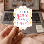 Inhale Grace Exhale Gratitude Stickers | Gratitude sticker set, made with clear, crisp lettering, great for journals, planners, laptops, phone cases, notebooks and craft pages, offering quiet inspiration throughout the day. - Image 2