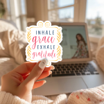 Inhale Grace Exhale Gratitude Stickers | Gratitude sticker set, made with clear, crisp lettering, great for journals, planners, laptops, phone cases, notebooks and craft pages, offering quiet inspiration throughout the day. - Image 3