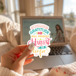 Small Seeds Of Gratitude Will Produce A Harvest Of Hope Stickers | Kindness sticker collection, finished with smooth detailed printing, ideal for planners, journals, notebooks, laptops, phone cases and scrapbooks, bringing subtle motivation to creative spaces.