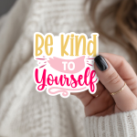 Be Kind To Yourself Stickers | Inspirational sticker pack, crafted with attention to detail, great for journals, planners, laptops, phone cases, notebooks and craft pages, supporting personal reflection through simple visuals.
