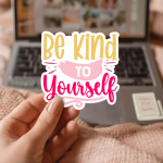 Be Kind To Yourself Stickers | Inspirational sticker pack, crafted with attention to detail, great for journals, planners, laptops, phone cases, notebooks and craft pages, supporting personal reflection through simple visuals. - Image 2