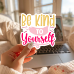 Be Kind To Yourself Stickers | Inspirational sticker pack, crafted with attention to detail, great for journals, planners, laptops, phone cases, notebooks and craft pages, supporting personal reflection through simple visuals. - Image 3