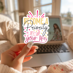 Become A Priority In Your Life Stickers | Kindness sticker set, made with clear, crisp lettering, great for journals, planners, laptops, phone cases, notebooks and craft pages, supporting personal reflection through simple visuals. - Image 2