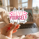 Give Yourself A Break Stickers | Faith sticker collection, made with clear, crisp lettering, ideal for planners, journals, notebooks, laptops, phone cases and scrapbooks, adding gentle encouragement to daily routines. - Image 2