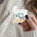 Heavy On The Self Love Stickers | Kindness sticker set, finished with smooth detailed printing, suitable for notebooks, planners, journals, laptops, phone cases and scrapbooks, making a thoughtful small gift for loved ones.
