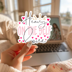 Heavy On The Self Love Stickers | Motivational mini decal pack, designed with a clean matte look, ideal for planners, journals, notebooks, laptops, phone cases and scrapbooks, adding gentle encouragement to daily routines.