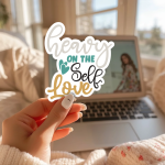 Heavy On The Self Love Stickers | Kindness sticker set, finished with smooth detailed printing, suitable for notebooks, planners, journals, laptops, phone cases and scrapbooks, making a thoughtful small gift for loved ones. - Image 3