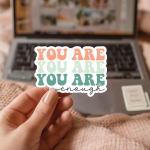 You Are Enough Stickers | Motivational mini decal pack, finished with smooth detailed printing, ideal for planners, journals, notebooks, laptops, phone cases and scrapbooks, adding gentle encouragement to daily routines.
