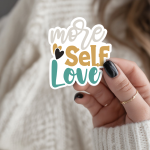 More Self Love Stickers | Motivational sticker collection, designed with a clean matte look, great for journals, planners, laptops, phone cases, notebooks and craft pages, supporting personal reflection through simple visuals.
