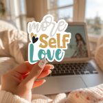More Self Love Stickers | Motivational sticker collection, designed with a clean matte look, great for journals, planners, laptops, phone cases, notebooks and craft pages, supporting personal reflection through simple visuals. - Image 3