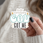 No Worries God Got Me Stickers | Gratitude sticker pack, made with clear, crisp lettering, perfect for journals, planners, laptops, notebooks, phone cases and creative projects, offering quiet inspiration throughout the day.