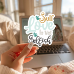 Self Love Is Not Selfish Stickers | Motivational quote sticker set, crafted with attention to detail, ideal for planners, journals, notebooks, laptops, phone cases and scrapbooks, offering quiet inspiration throughout the day. - Image 2
