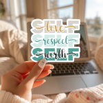 Self Love Self Respect Self Worth Stickers | Inspirational sticker collection, crafted with attention to detail, great for journals, planners, laptops, phone cases, notebooks and craft pages, making a thoughtful small gift for loved ones.