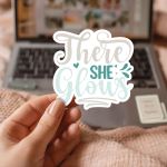 There She Glows Stickers | Inspirational mini decal pack, crafted with attention to detail, ideal for planners, journals, notebooks, laptops, phone cases and scrapbooks, adding gentle encouragement to daily routines. - Image 3