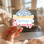 Normalize Going To Therapy Stickers | Kindness mini decal pack, designed with a clean matte look, great for journals, planners, laptops, phone cases, notebooks and craft pages, making a thoughtful small gift for loved ones. - Image 3