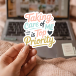 Taking Care Of Me Is Top Priority Stickers | Faith quote sticker set, designed with a clean matte look, great for journals, planners, laptops, phone cases, notebooks and craft pages, offering quiet inspiration throughout the day. - Image 2