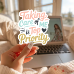 Taking Care Of Me Is Top Priority Stickers | Faith quote sticker set, designed with a clean matte look, great for journals, planners, laptops, phone cases, notebooks and craft pages, offering quiet inspiration throughout the day. - Image 3