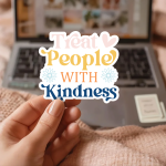 Treat People With Kindness Stickers | Kindness sticker pack, crafted with attention to detail, great for journals, planners, laptops, phone cases, notebooks and craft pages, supporting personal reflection through simple visuals.