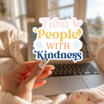 Treat People With Kindness Stickers | Kindness sticker pack, crafted with attention to detail, great for journals, planners, laptops, phone cases, notebooks and craft pages, supporting personal reflection through simple visuals. - Image 2