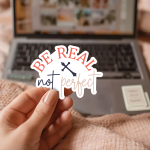 Be Real Not Perfect Stickers | Motivational mini decal pack, printed with a neat and refined appearance, suitable for notebooks, planners, journals, laptops, phone cases and scrapbooks, adding gentle encouragement to daily routines. - Image 2