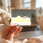 Killin It Every Damn Day Stickers | Kindness sticker collection, crafted with attention to detail, great for journals, planners, laptops, phone cases, notebooks and craft pages, making a thoughtful small gift for loved ones.