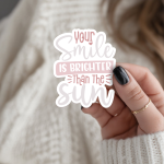 Your Smile Is Brighter Than The Sun Stickers | Kindness quote sticker set, finished with smooth detailed printing, great for journals, planners, laptops, phone cases, notebooks and craft pages, supporting personal reflection through simple visuals. - Image 3