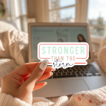 Stronger Than The Storm Stickers | Inspirational quote sticker set, designed with a clean matte look, great for journals, planners, laptops, phone cases, notebooks and craft pages, making a thoughtful small gift for loved ones. - Image 2