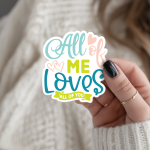All Of Me Loves All Of You Stickers | Faith sticker collection, finished with smooth detailed printing, ideal for planners, journals, notebooks, laptops, phone cases and scrapbooks, supporting personal reflection through simple visuals.