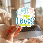 All Of Me Loves All Of You Stickers | Faith sticker collection, finished with smooth detailed printing, ideal for planners, journals, notebooks, laptops, phone cases and scrapbooks, supporting personal reflection through simple visuals. - Image 2
