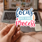 Focus On The Process Stickers | Kindness sticker pack, finished with smooth detailed printing, perfect for journals, planners, laptops, notebooks, phone cases and creative projects, supporting personal reflection through simple visuals.