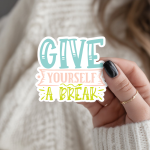 Give Yourself A Break Stickers | Inspirational sticker collection, crafted with attention to detail, ideal for planners, journals, notebooks, laptops, phone cases and scrapbooks, bringing subtle motivation to creative spaces.