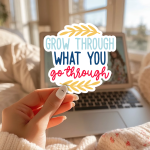 Grow Through What You Go Through Stickers | Kindness mini decal pack, crafted with attention to detail, great for journals, planners, laptops, phone cases, notebooks and craft pages, bringing subtle motivation to creative spaces. - Image 2