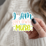 I Am My Own Muse Stickers | Inspirational quote sticker set, crafted with attention to detail, ideal for planners, journals, notebooks, laptops, phone cases and scrapbooks, supporting personal reflection through simple visuals.