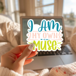 I Am My Own Muse Stickers | Inspirational quote sticker set, crafted with attention to detail, ideal for planners, journals, notebooks, laptops, phone cases and scrapbooks, supporting personal reflection through simple visuals. - Image 2