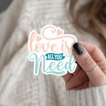 Love Is All You Need Stickers | Faith sticker pack, designed with a clean matte look, ideal for planners, journals, notebooks, laptops, phone cases and scrapbooks, supporting personal reflection through simple visuals.