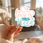 Love Is All You Need Stickers | Faith sticker pack, designed with a clean matte look, ideal for planners, journals, notebooks, laptops, phone cases and scrapbooks, supporting personal reflection through simple visuals. - Image 2